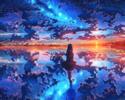 Wallpaper anim, clouds, trees, section Anime, size 1920х1080 full HD -  download free image on desktop and phone