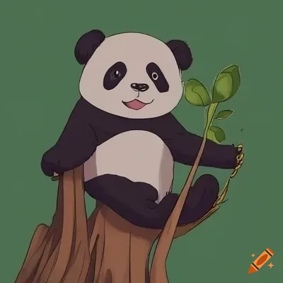 Groovy Panda: Acrylic Color Illustration of a Cute Anime Panda Listeni