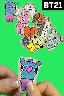 BT21 - РИСУЕМ сами и делаем НАКЛЕЙКИ! Целый стикерпак персонажей BT21  своими руками. Простые рисунки поэтапно от геро… | Наклейки, Бумажный  стикер, Рисунки-каракули