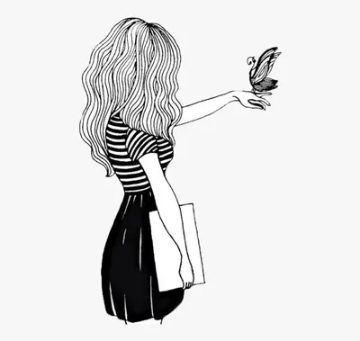 Чёрно-белые авы девушек 👸 (31 фото) | Tumblr girl drawing, Girl drawing,  Black and white stickers