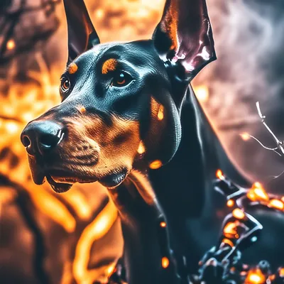 Современная Картина на холсте Doberman, настенное искусство, черная крутая  собака, фотография для гостиной, украшение для дома | AliExpress