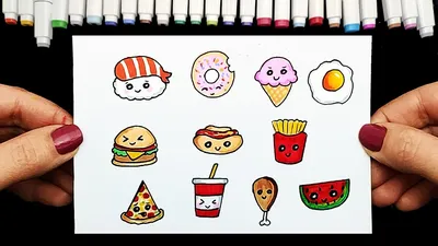 Cute food drawings for sketchbook | How To Draw Cute Food | Yulka's easy  drawings for sketching. - YouTube