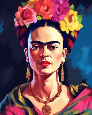 Иллюстрация Фрида Кало (frida kahlo) в стиле 2d, графика,