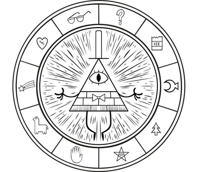 Билл шифр Гравити фолз (Bill Cipher Gravity falls) слюнявчик (цвет: белый +  синий) | Все футболки интернет магазин футболок. Дизайнерские футболки,  футболки The Mountain, Yakuza, Liquid Blue