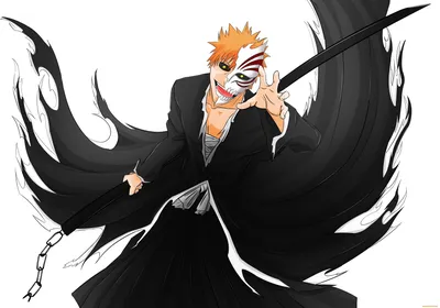 Обои Аниме Bleach, обои для рабочего стола, фотографии аниме, bleach,  улыбка, маска, меч, пустой, арт, ичиго, куросаки, блич Обои для рабочего  стола, скачать обои картинки заставки на рабочий стол.