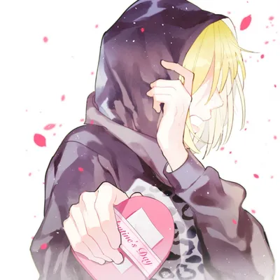 Download wallpaper anime, art, guy, heart, Valentine's day, Yuri on Ice,  Yuri Plisetsky, section mood in resolution 1024x1024