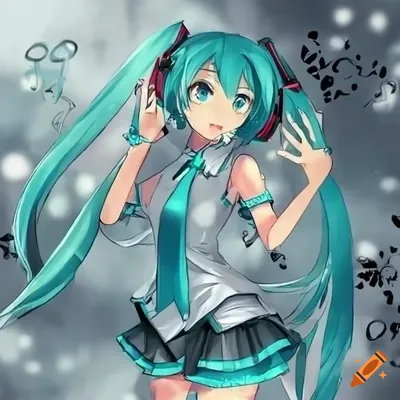 Cute hatsune miku anime style on Craiyon