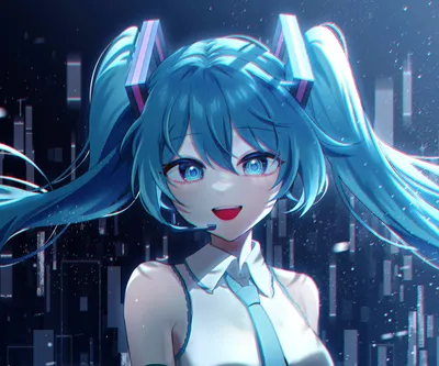 Hatsune miku anime art style on Craiyon