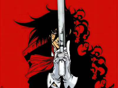 Alucard from anime hellsing in 1990s ova art style