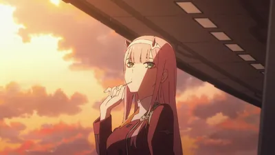 Обои на рабочий стол Zero Two / Зеро Ту из аниме Darling in the FranXX /  Милый во Франксе, обои для рабочего стола, скачать обои, обои бесплатно