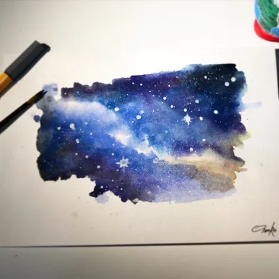 Космос акварелью. Скетч. Watercolor space | Акварель, Галактическая  живопись, Рисунки