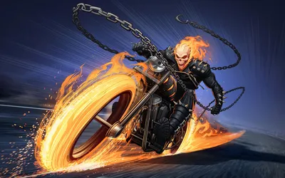 Обои на рабочий стол Персонаж Ghost Rider / Призрачный гонщик из комиксов  компании Марвел / Marvel, обои для рабочего стола, скачать обои, обои  бесплатно