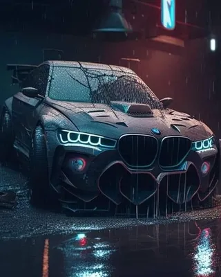 Крутая брутальная BMW с включенными …» — создано в Шедевруме