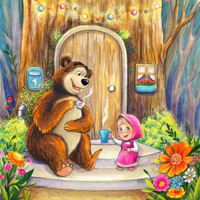 Маша и медведь рисунки цветные