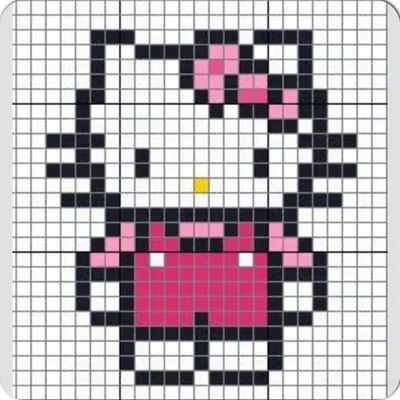 Мини рисунок по клеточках in 2023 | Hello kitty, Kitty