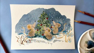 Мастер-класс Новогодняя открытка - рисуем гнома. Акварель. Christmas card -  YouTube