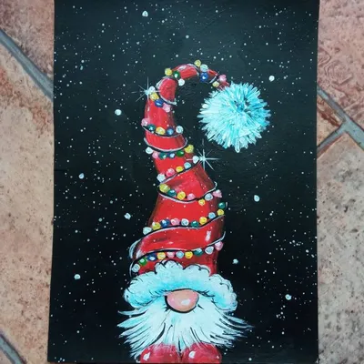 Новогодний гном | Christmas canvas art, Christmas art, Christmas paintings