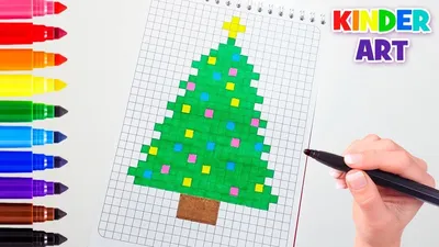 Новогодняя Ёлка Как рисовать по клеточкам Простые рисунки How to Draw  Christmas Tree Pixel Art - YouTube