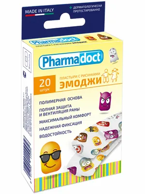 Лейкопластырь Pharmadoct Детский пластырь с цветными рисунками \"Эмоджи\"  20шт — купить в интернет-магазине по низкой цене на Яндекс Маркете