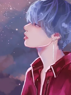 Иллюстрация Taehyung BTS fanart в стиле 2d, компьютерная графика,