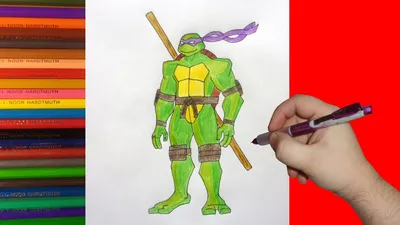 How to draw ninja turtles, Donatello, TMNT, Как нарисовать черепашек ниндзя  - YouTube