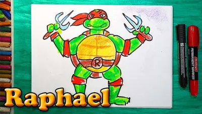 Как нарисовать Черепашку Ниндзя Рафаэля, How to draw ninja turtles Raphael  - YouTube