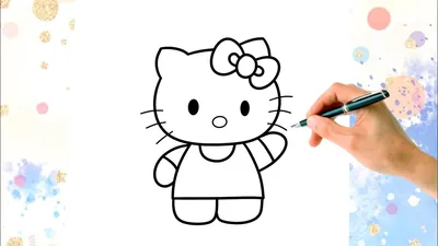 Девушка в платье с надписью hello kitty. | Премиум векторы