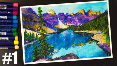 Landscape Mountains Oil Pastel Step By Step Drawing - YouTube