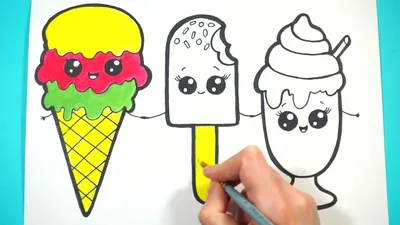 How to draw a cute ice cream KITTEN SIMPLE, drawings for children and  beginners - YouTube