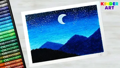 How to draw mountains with oil pastels step by step for beginners - Night  landscape - YouTube