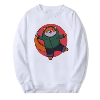 Купить Свитер Harajuku Экипаж Шеи Sweatshirt Симпатичный Смешные Шиба Ину  Печать Мода Loose Белый размер Xs-5Xl Top | Joom