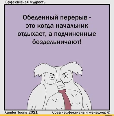 Эффективная мудрость Обеденный перерыв-это когда начальник отдыхает, а  подчиненные бездельничают! / Xander Toons :: Сова эффективный менеджер ::  Смешные комиксы (веб-комиксы с юмором и их переводы) / смешные картинки и  другие приколы: