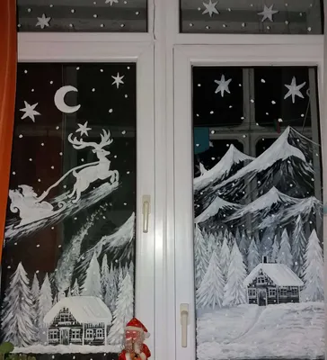 Зимние рисунки на окнах