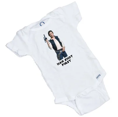 Han Shot First Star Wars Funny Onesie / Bodysuit or Tee Shirt BABY SHOWER  GIFT | eBay